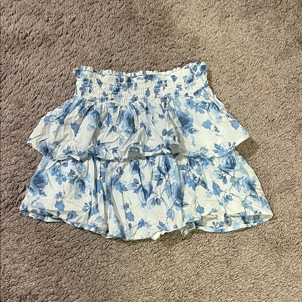 Art Class Blue Floral Mini Skirt